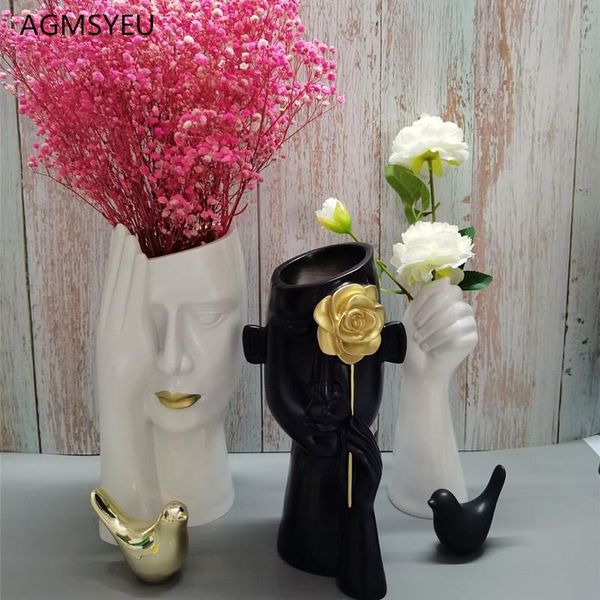 

vases agmsyeu resin vase home decoration accessories crafts creative living room flower arrangement arm face