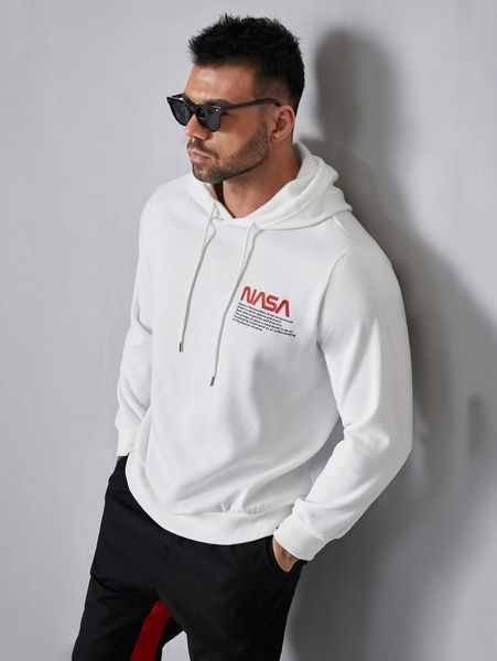 

extended sizes men slogan graphic hoodie e2ji#, Black