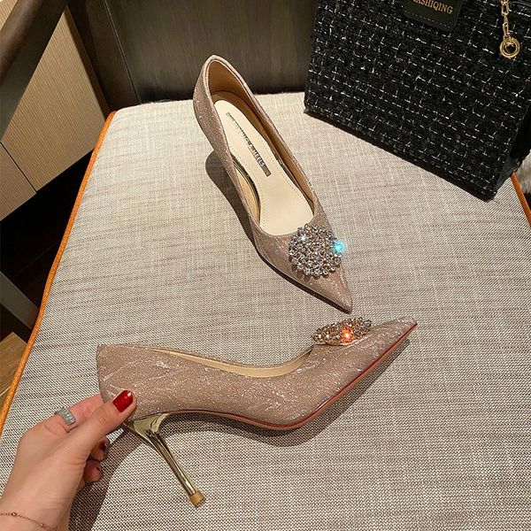 

dress shoes size 32-43 women high heels pointed 2021 wedding bride bridesmaid party for thin, Black