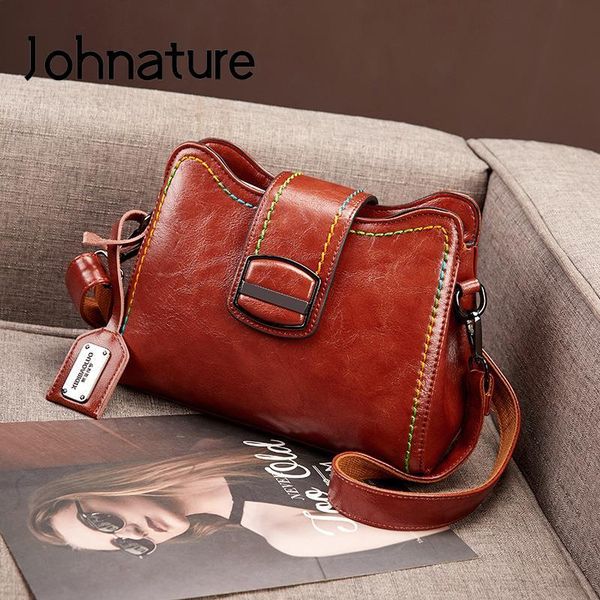 

evening bags johnature 2021 fashion crossbody for women versatile retro large capacity solid color pu leather female shoulder bag