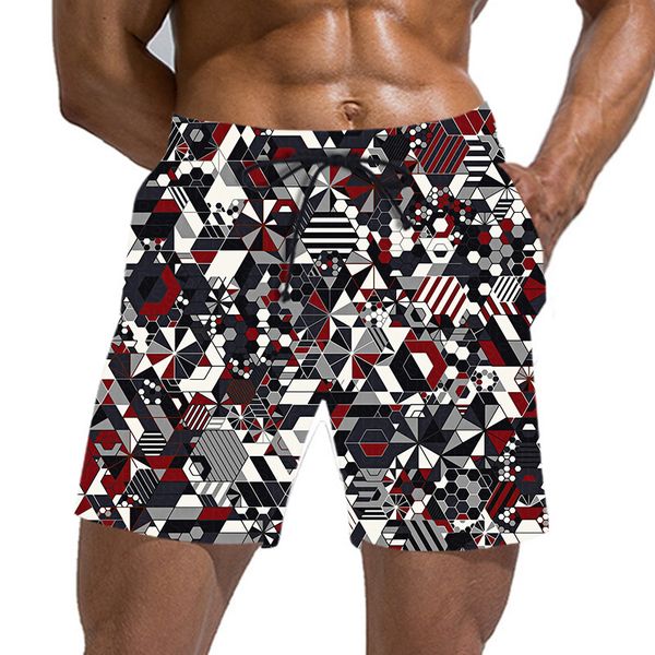 

men's quick dry new beach star print casual two side pocket shorts