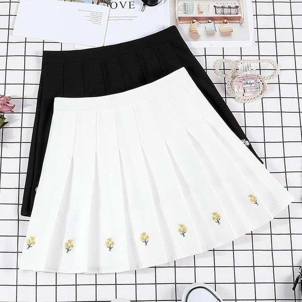 

high waist mini black skirts gothic streetwear cross print pleated women casual college lolita harajuku skirt