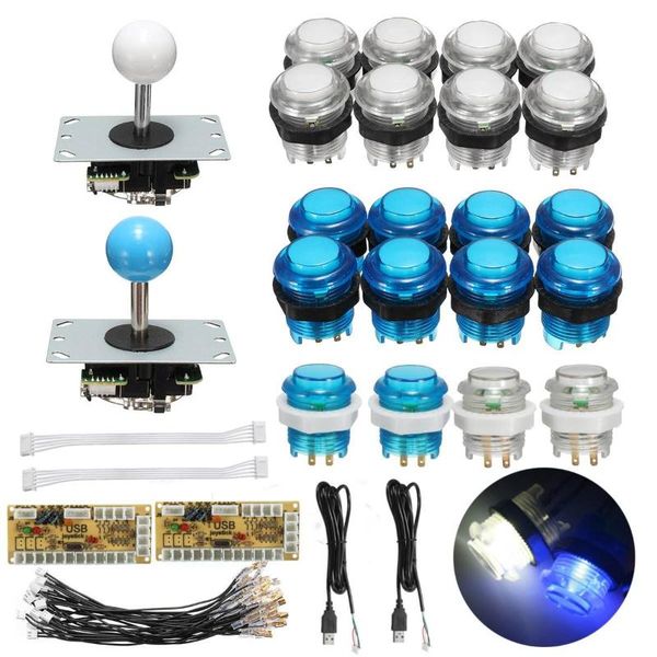 

game controllers & joysticks arcade joystick diy kit parts with led push button + zero delay usb encoder cables kits