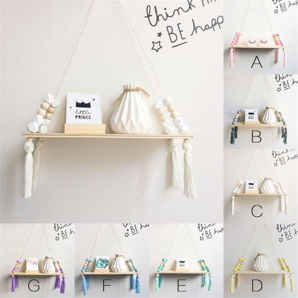 

nordic style kids baby bedroom wall hanging ornaments tassel board po decoration props shelf wooden pendant x8k3 decorative objects & figuri