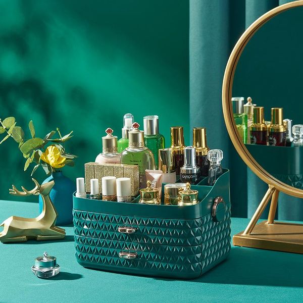 

makeup organizer light luxury modern minimalist cosmetic storage box large capacity lipstick jewelry skin care boxes & bins