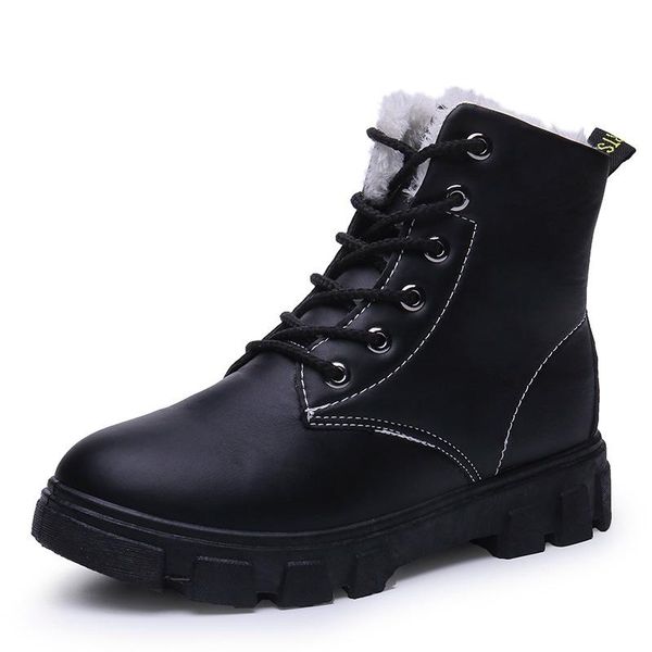 

boots women winter shoes warm snow faux suede ankle for female botas mujer plush zapatos de, Black