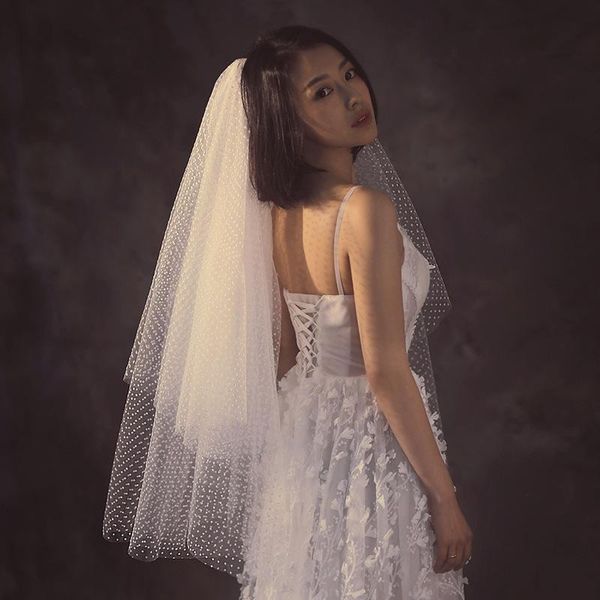 

bridal veils simple two layer bride tulle with glitter sequin style wedding, Black