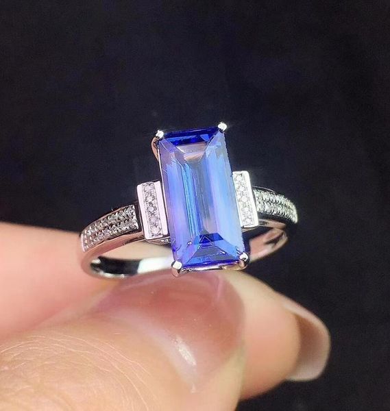 

cluster rings y428 tanzanite ring fine jewelry pure 18 k gold natural gemstones 3.2ct diamonds female anniversary gift, Golden;silver