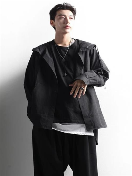 

men's trench coats coat spring and autumn asymmetric hem design fashion leisure loose large size, Tan;black