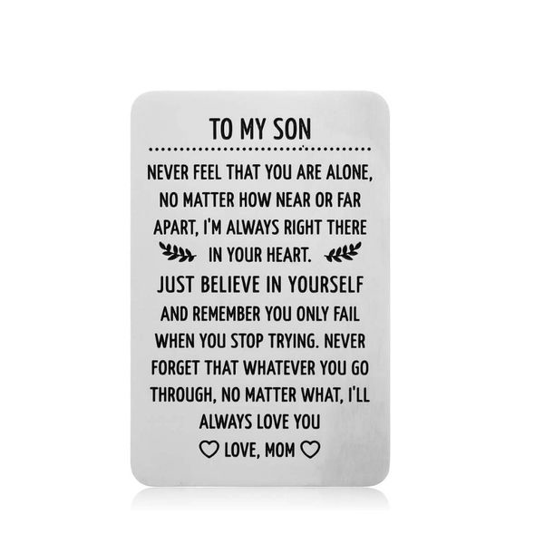 

to my son wallet card birthday gifts for son from mom step mother sweet 16th birthday love note gift for him men boysdio chan contact, Slivery;golden