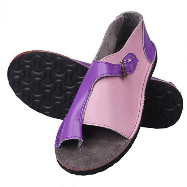 

sandals tghdof 2021 34-43 large size women flat bottom color matching buckle toe fish mouth shoes woman personality roman, Black
