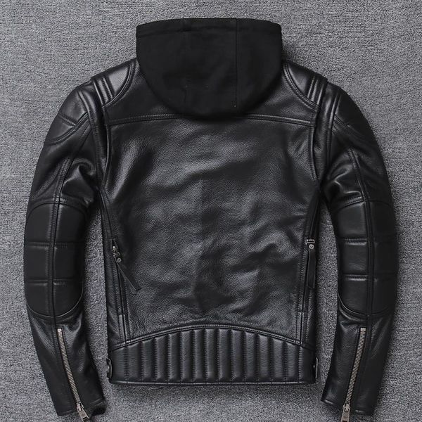 

men's leather & faux genuine jacket men military jackets thin coat 2021, Black