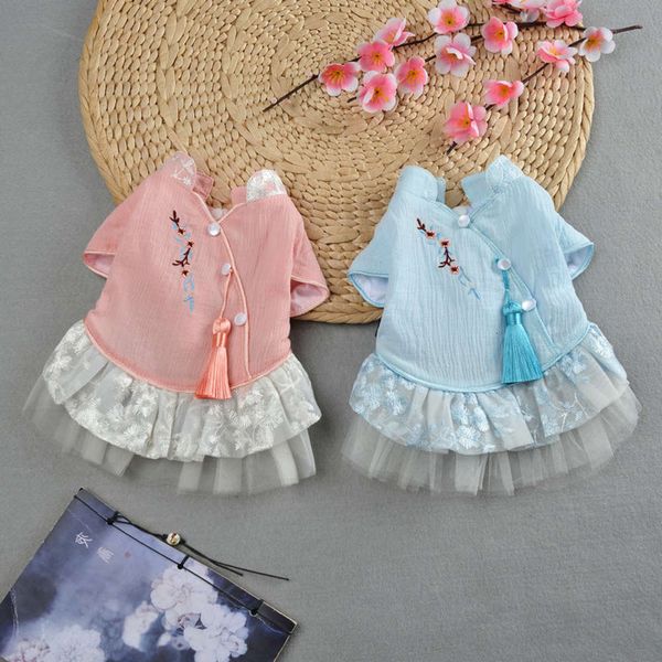 

the dog clothes mindray chinese style hanfu spring summer puffy skirt teddy bear miniature pet dog clothes