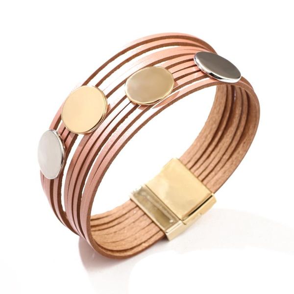 

charm bracelets gold metal fashion multi-layer wrap leather accessory women men's bracelet classic ethnic tribal wristband, Golden;silver