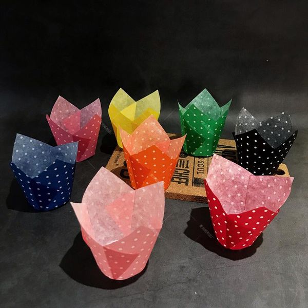 

other bakeware 10/50pcs tulip flower cupcake liner baking cup for wedding party muffin paper caissettes oilproof cake wrapper