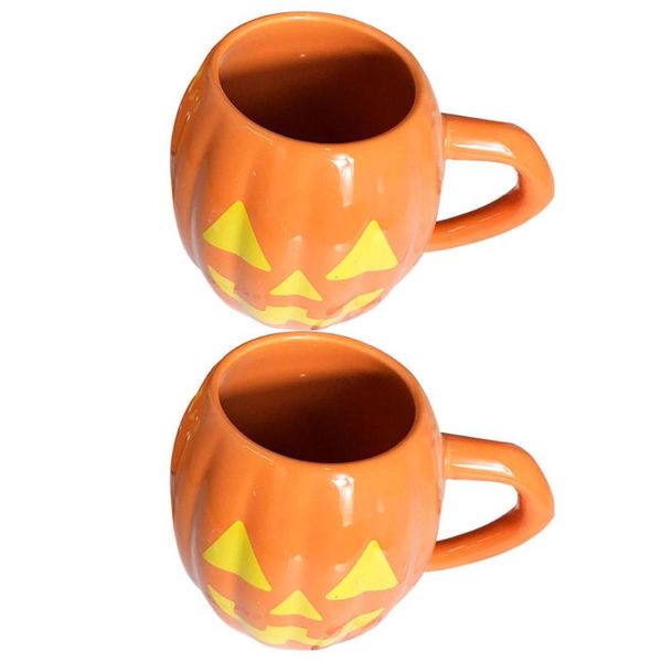 

mugs 2 pcs funny pumpkin shaped ceramic breakfast for table (orange)
