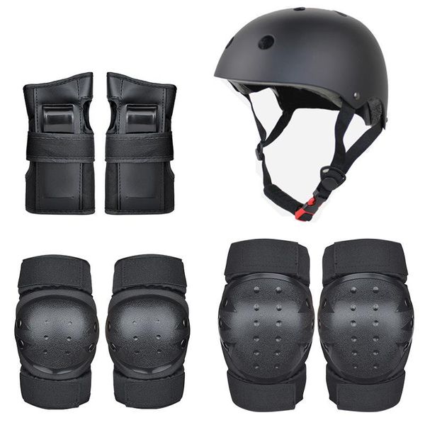 

protective gear 7pcs/set skating riding bike helmet for kids knee protector work elbow brace support & pads, Black;gray