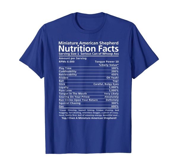 

miniature american shepherd shirt | funny nutrition facts, White;black