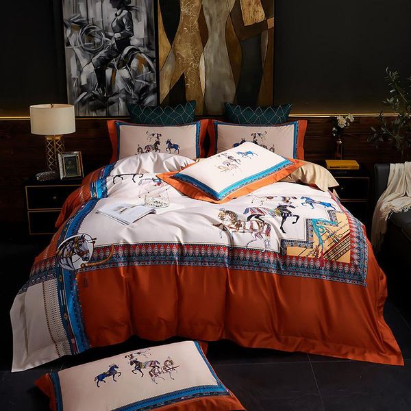

bedding sets luxury silky collection europle style horse pima cotton set duvit cover sheet pillowcase king  size