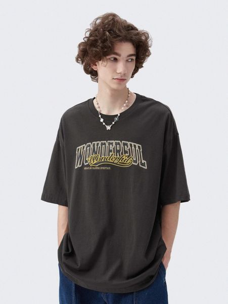 

men slogan graphic drop shoulder tee m0wb#, White;black