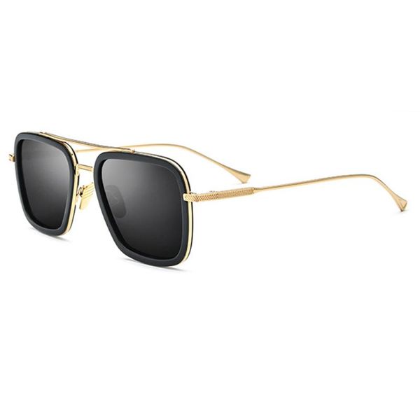 

sunglasses 2021 gold/silver metal frame black/blue lens men polarized driving come with box, White;black