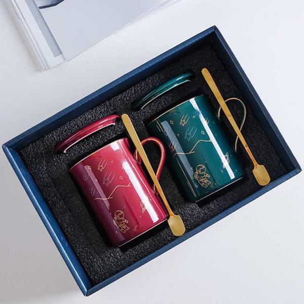 

mugs nordic creative coffee office ceramic gift box spoon with cover