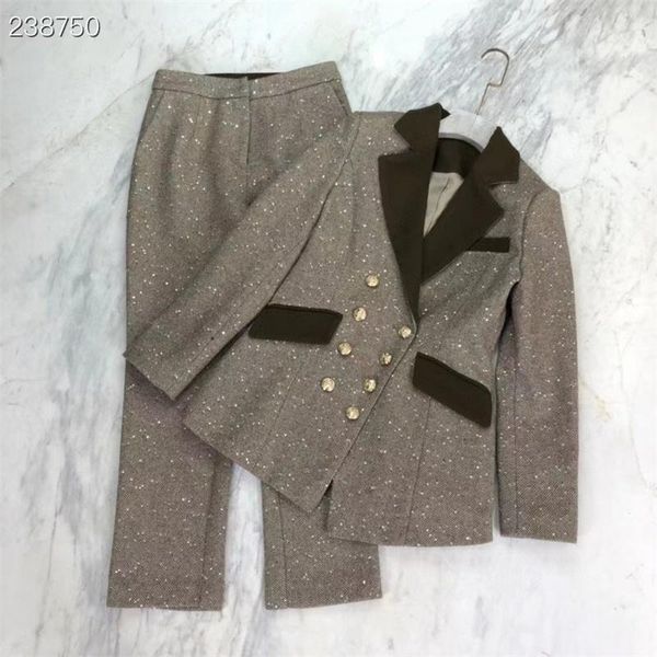 

men's trench coats early autumn 2021 style temperament contrast lapel suit coat + high waist straight pants, Tan;black