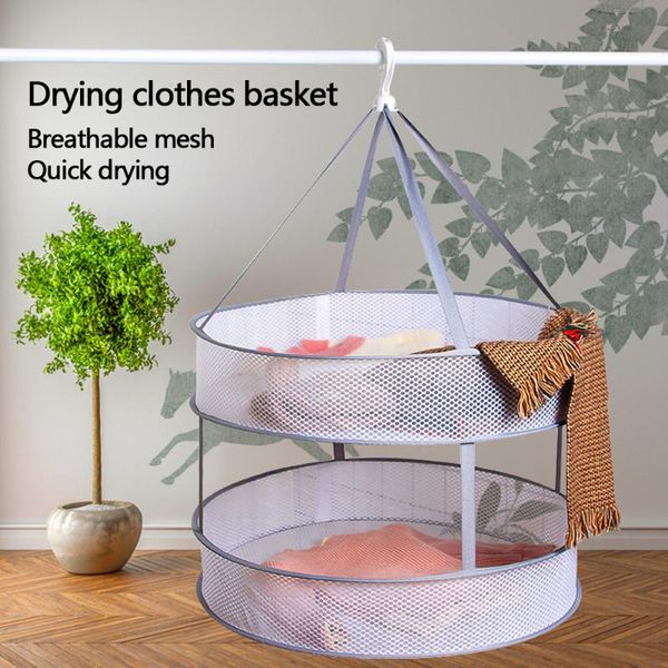 

laundry storage & organization home single and double-layer clothes drying net collapsible windproof basket polyester breathable dry socks r