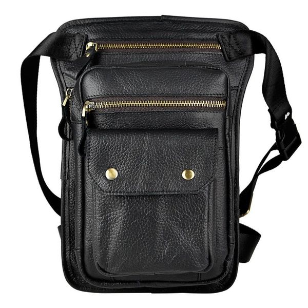 

real leather multifunction men vintage fashion small belt pack cross-body bag waist drop leg 8" pad pouch 838-b bags