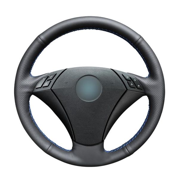 

steering wheel covers hand-stitched black pu artificial leather cover for 5 series e60 (sedan) 2003-2009 e61 (touring) 2004-2009