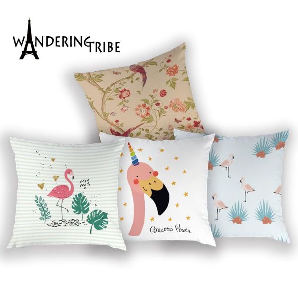 

cushion/decorative pillow green plant cover sofa decorative cushions tropical print case flamingo home decor chair 45 x 45cm leaf cushion