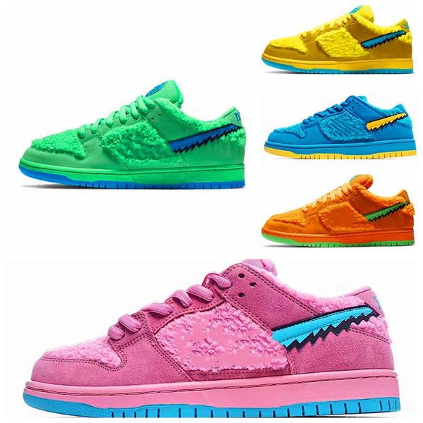 

sb running shoes grateful dead green opti yellow orange dance bear low cut men's and women's sports shoes 36-46 size