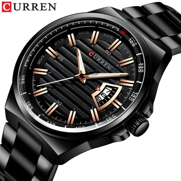 

wristwatches men quartz watch curren stainless steel band wristwatch fashion style man auto date relogio masculino, Slivery;brown