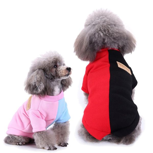 

dog apparel pet winter warm black red color blocking sweater puppy cat jacket coat clothes sweatshirts
