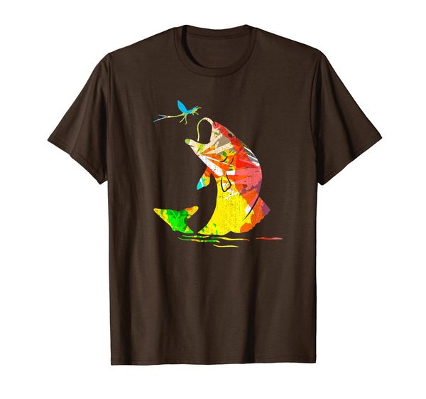

rainbow jumping fish fly fishing bass trout t shirt, White;black