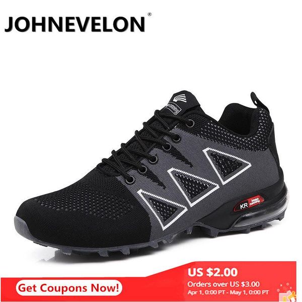 

boots johnevelon men's breathable air cushion hiking shoes outdoor sports non-slip tactical men, Black
