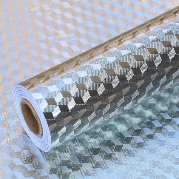 

oil proof kitchen thick stickers waterproof self adhesive wallpaper aluminum foil moisture sticker stove drawer decor film wallpapers