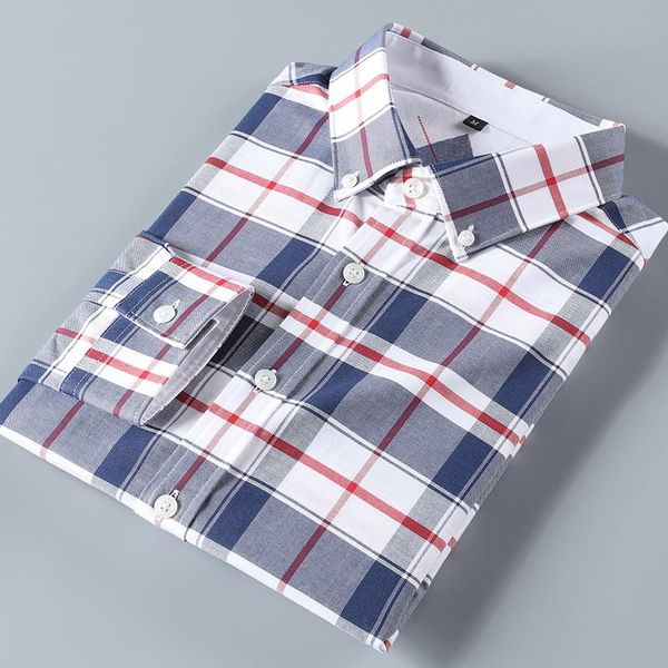 

men's casual shirts fall 2021 cotton plaid shirt fashion handsome slim long sleeve, White;black
