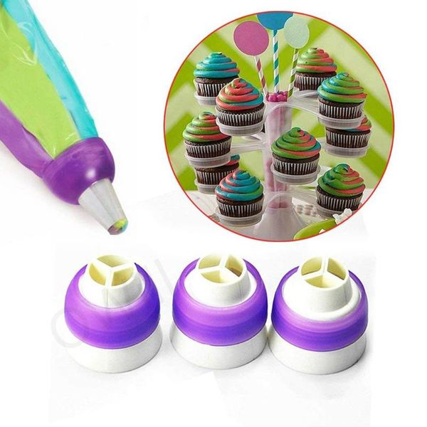 

baking & pastry tools 3-color icing piping bag russian nozzle converter coupler cake cream adapter for cupcake fondant cookie