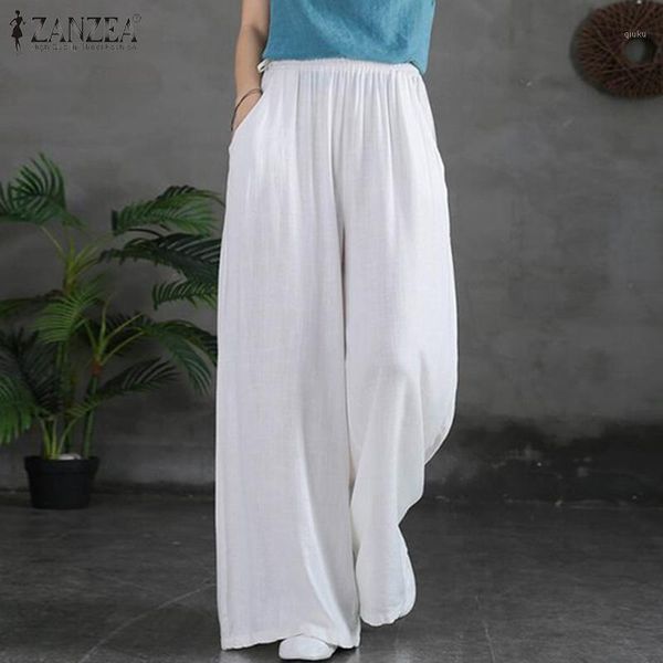 

women's pants & capris women's drawstring trousers 2022 elegant wide leg casual elastic waist long pantalon female solid turnip, Black;white