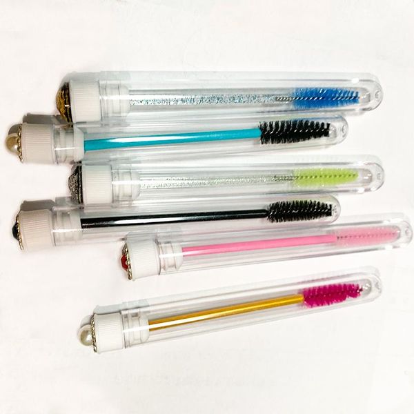 

makeup brushes reusable disposable mascara wands with diamond tube eyelash extension cleansing lash brush