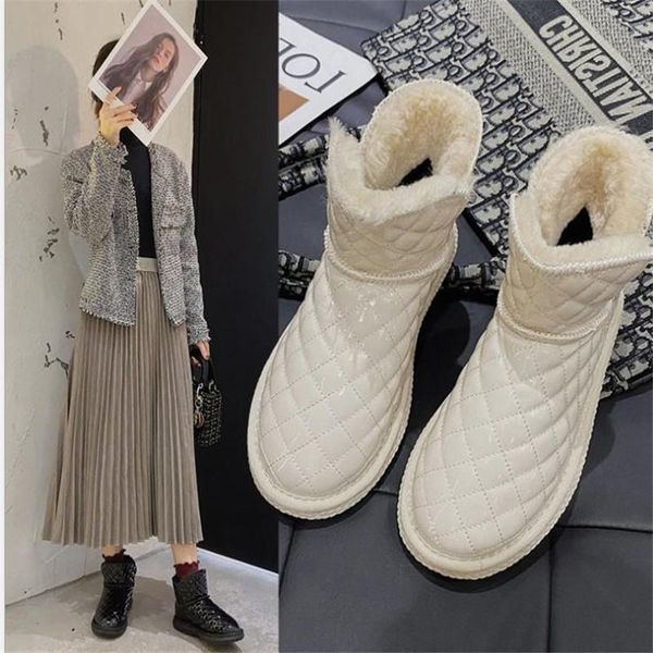 

boots 2021 xiaoxiangfeng lingge plush snow, Black