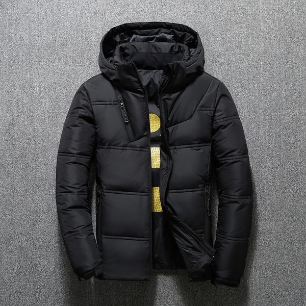 

2021 new man winter jacket men casual thick parka man solid hooded mens down parka winter coat fashion overcoat clothes, Black