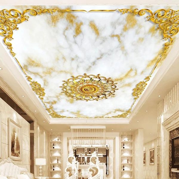 

custom po 3d mural modern european style pattern marble self adhesive wallpaper living room el luxury ceiling painting wallpapers