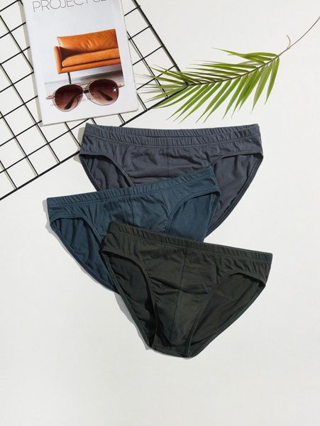 

men 3pcs solid brief v70b#, Black;brown