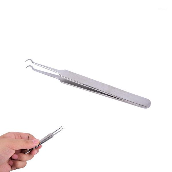 

1pcs 8.8cm blackhead tweezers eyelash extension nipper anti acid steel needle removal acne face care curved nail tool1