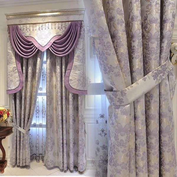 

simple european style blackout curtain chenille jacquard luxury finished curtains for living dining room bedroom & drapes