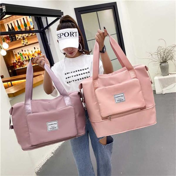 

women tote bag foldable large capacity gym s shoulder training travel handle handbag yoga sport crossbody 211118