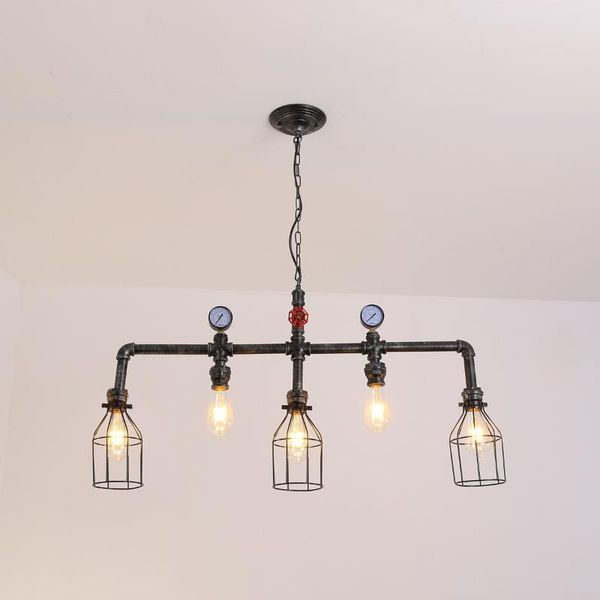 

pendant lamps industrial style loft country water pipe lighting retro creative personality restaurant bar table iron cage lamp lights