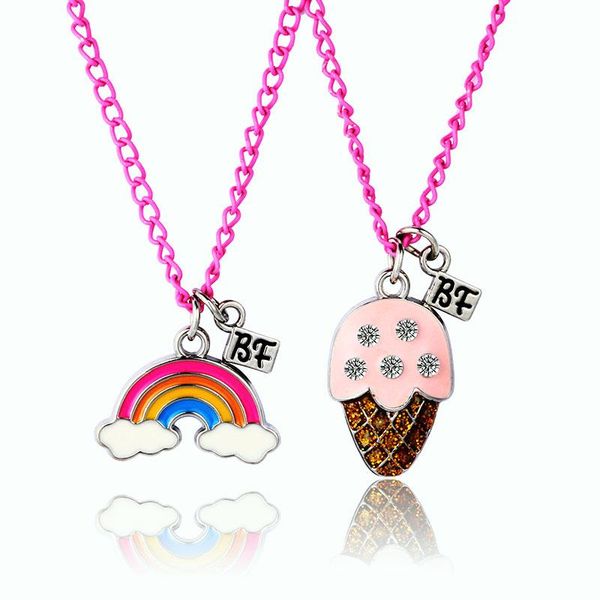 

pendant necklaces fashion good friend rainbow necklace simple couple cream girlfriend gift, Silver